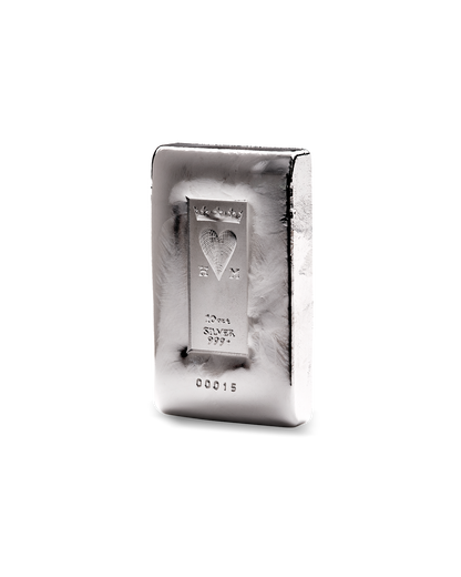 10ozt Crowned Heart - Silver Cast Bar